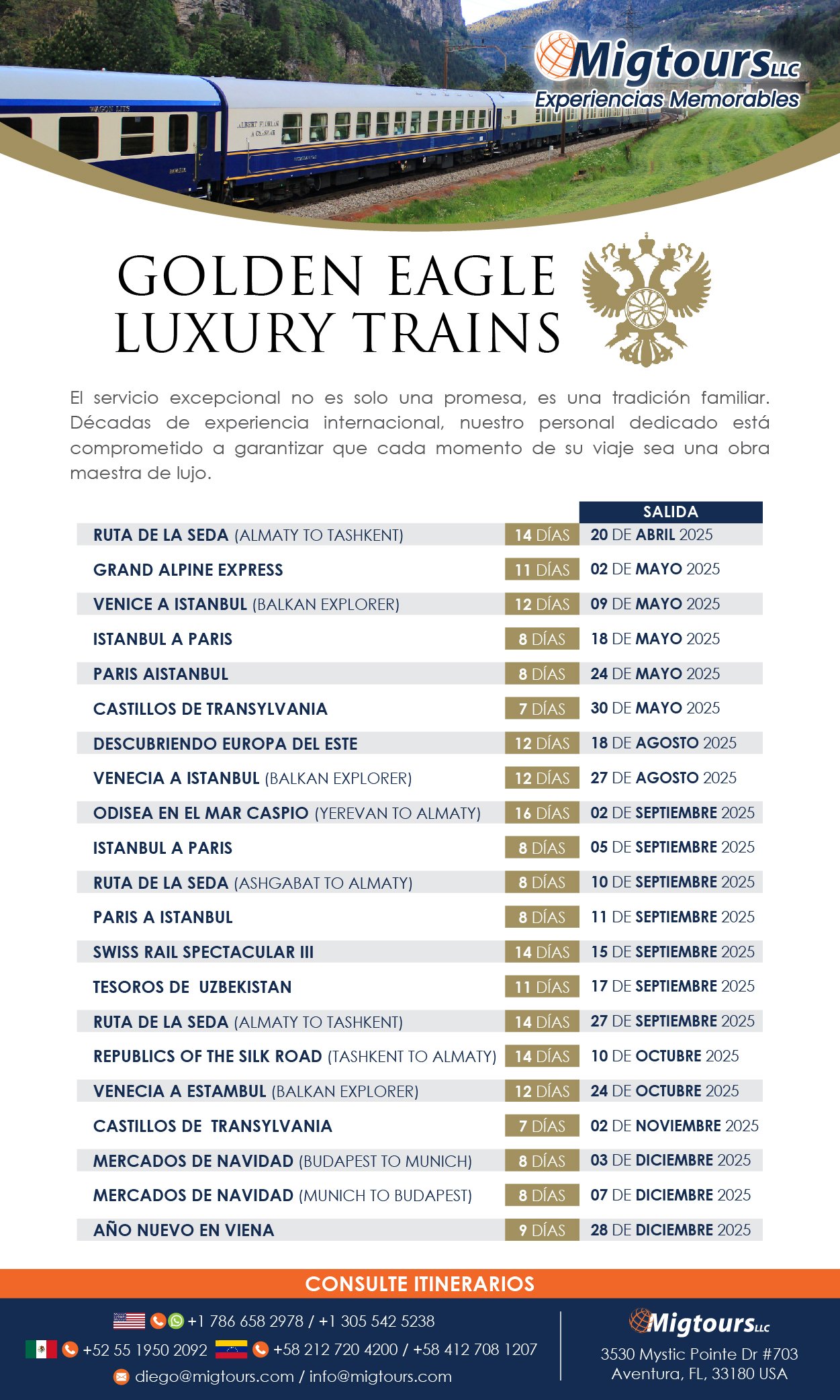 Trenes de Lujo Golden Eagle 2025