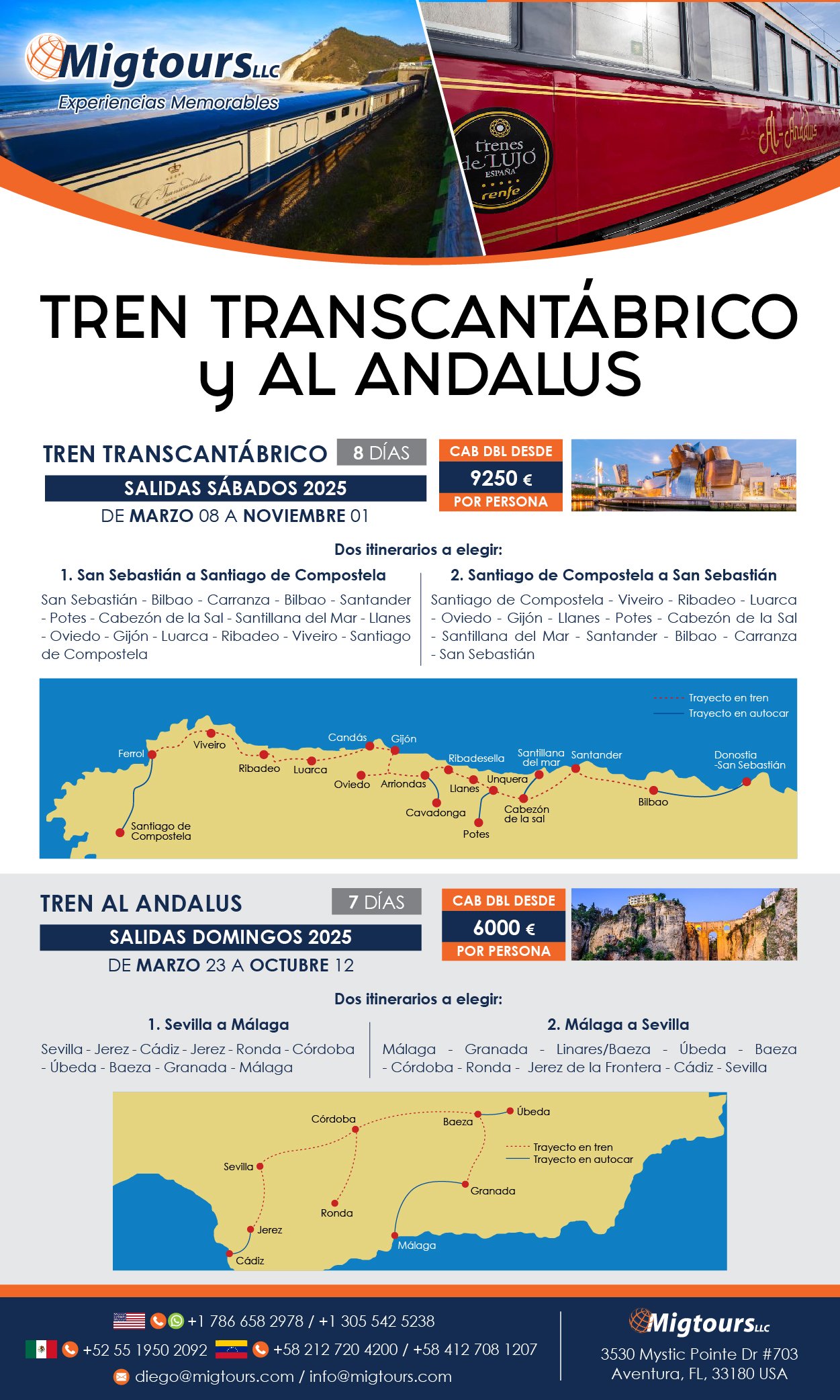 Tren Transcantabrico y Al Andalus 2025